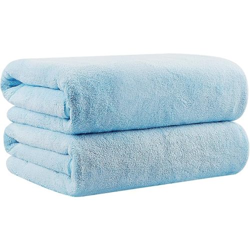 Orighty 2-Pack Microfiber Bath Towels (27'' x 54'') - Soft, Absorbent, Quick-Drying, Blue