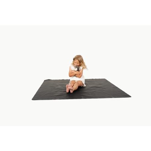 Gathre Large Baby Splat Mat for Under High Chair, Wipeable & Water Resistant Leather, Foldable, Anti-Slip, Activity Mat for Mealtime & Playtime Messes - Raven
