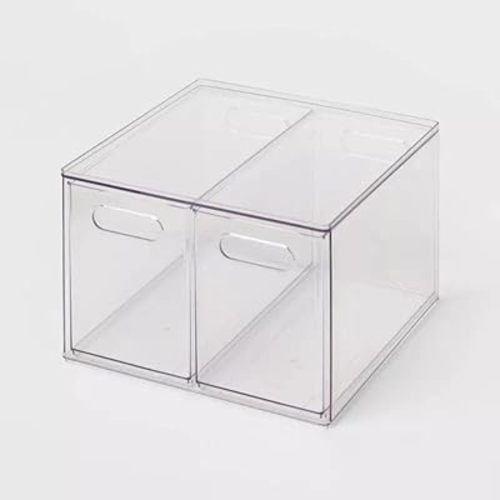 for All Purpose 2 Drawer Storage: Acrylic Utility Bins, 8.8 H, 12.6 D, 12.2 W
