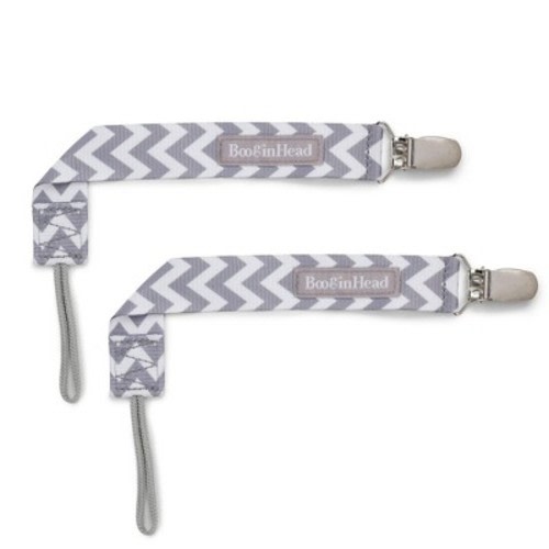 BooginHead 2-pack PaciGrip Pacifier Clip Pacifier Holder - Gray Chevron