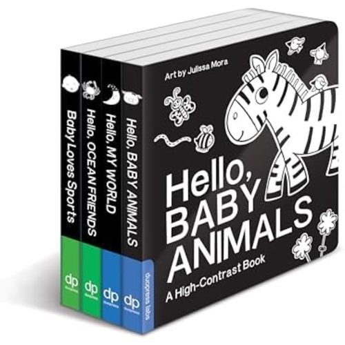 High Contrast Baby Book Set: 4 Board Books for Newborns
