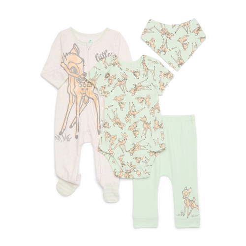 Disney Baby Wishes and Dreams Character Baby Layette Newborn Essentials Gift Set, 4-Piece, Sizes Newborn-6/9 Months