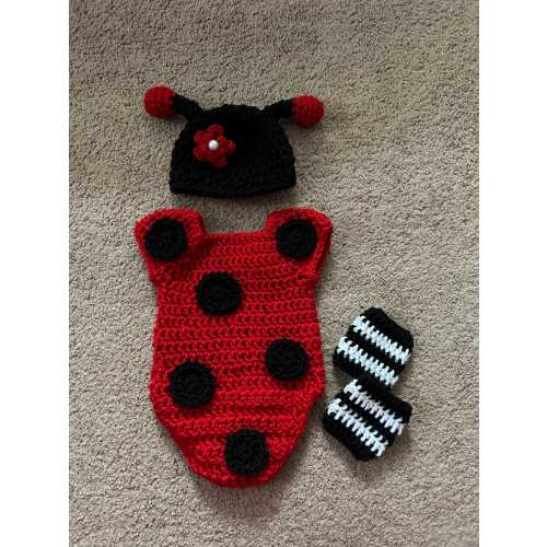 Crocheted Ladybug Baby Costume: Newborn Photo Prop