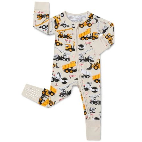 babee Reshinee Bamboo Viscose Baby Footie Pajama, Zipper Sleeper Boys Girls | Sleep & Play Romper with 2-Way Zipper, Fold-Over Mittens & Foot Cuffs with Grips, Tagless, Convertible, All-Season, 0-24M