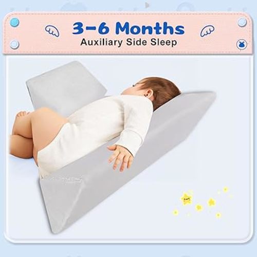 Baby Side Sleeper Weddge Breathable Pillow, Removable and Washable Breathable Bedding Set, Medium