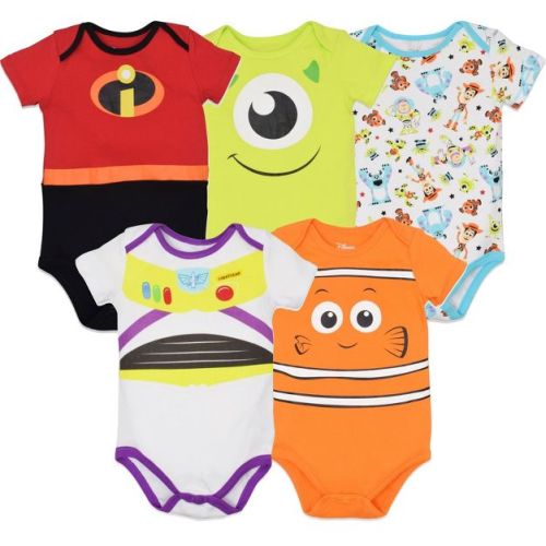 Disney Pixar Newborn Baby Boys 5 Pack Costume Bodysuits 3-6 Months