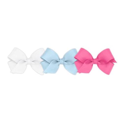 Wee Ones Girls' 3 Classic Grosgrain Hair Bows, Mini, Assorted