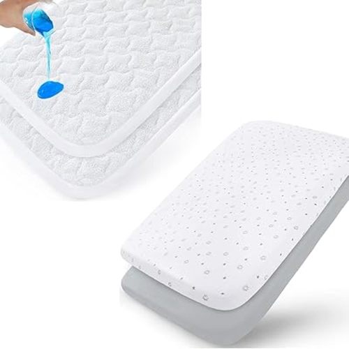 2 Pack Bassinet Mattress Cover and Sheets, Fit for KoolerThings, uiuwoo, YADAQE, Mika Micky, Cowiewie & Baby Delight Dreamer Bassinet, 20" x 33"