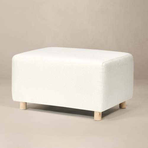 Ollie Ottoman: A Chair and a Half Stationary Rectangle Ottoman With Wood Legs - Alabaster
