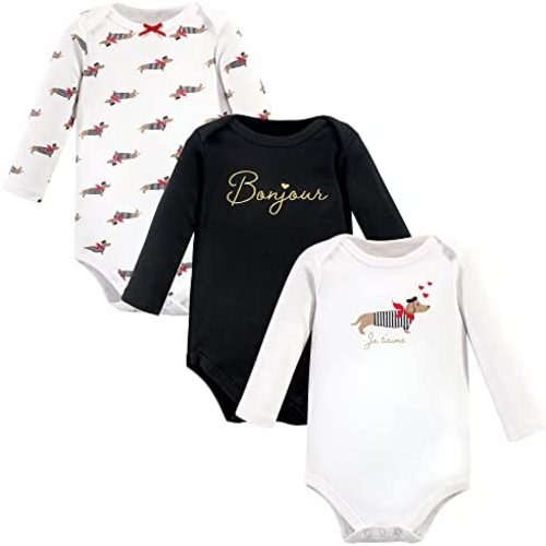 Hudson Baby Baby Girls' Cotton Long-sleeve Bodysuits 3-pack
