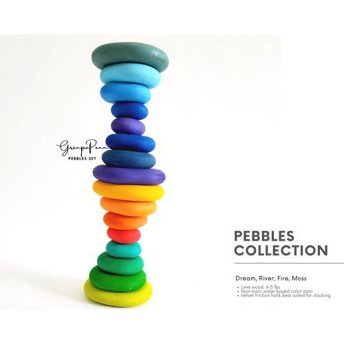 Grimm's Style Stacking Pebbles: Natural Wood Toy Set
