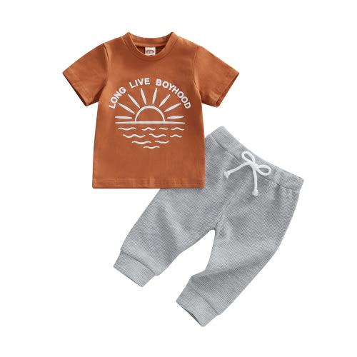 Canis 2Pcs Toddler Kids Baby Boy Mini Boss T-shirt Tops Pants Harem Outfits Set Clothes