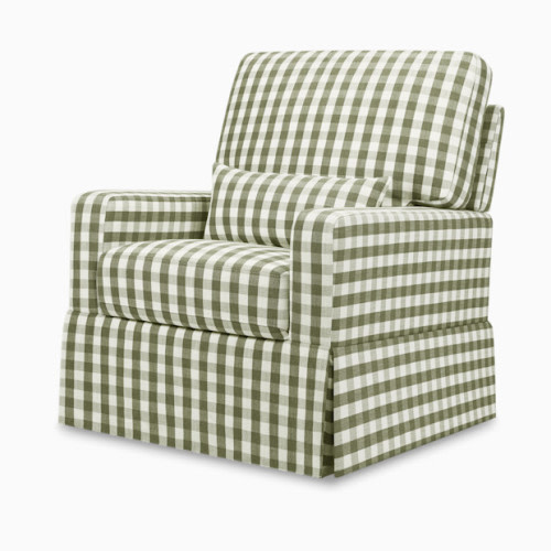 Crawford Pillowback Comfort Swivel Glider - Moss Green Gingham