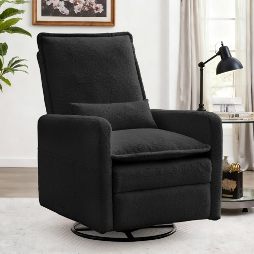 Ebern Designs Recliner Chair, Swivel Recliners With Pillows, Small Rocker Recliner For Small Space, Manual Recliner With Side Pockets | Wayfair