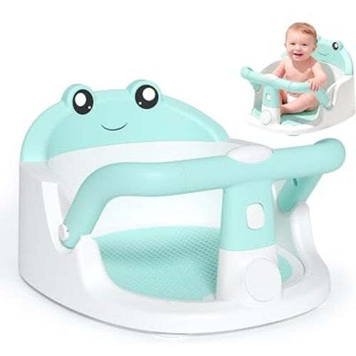 Baby Bath Seat for Babies 6 Months & Up, Non-Slip Toddler Bath Seat with Suction Cup, Safe and Comfortable Portable Infant Bathtub Chair for Bathroom, Bathtub Tub Sitting Up (Cyan)