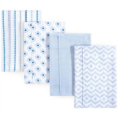 Hudson Baby Infant Boy Cotton Flannel Burp Cloths 4pk, Boy Modern, One Size