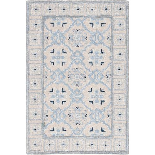 SAFAVIEH Bella Collection 4' x 6' Ivory/Blue BEL155A Handmade Premium Wool & Viscose Area Rug