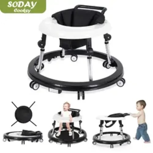 Baby Walker for 7-18 Months - Foldable, Portable, Anti-Rollover, Anti Fall Walker with 9 Adjustable Heights, Wheels, ABS, PP, Aluminum - Ideal New Year Gift (Unisex) - TikTok Shop