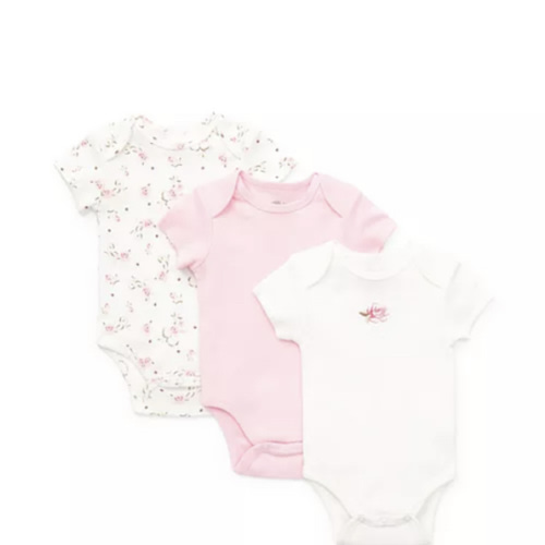 Girls' Rose Bodysuits, 3 Pack - Baby