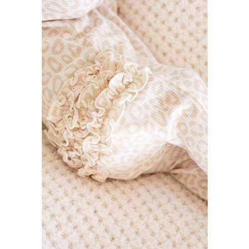 Lovely Leopard Bamboo Waffle Ruffle Zipper Footie