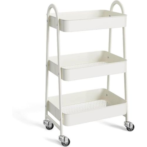 MyDepot Utility Cart 3Tier Kitchen Storage Rack with Handle & Lockable Wheels