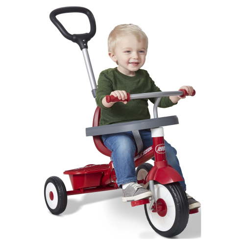 Radio Flyer 3-in-1 Stroll 'N Trike, Kids Classic Red Ride with Push & Go Ready