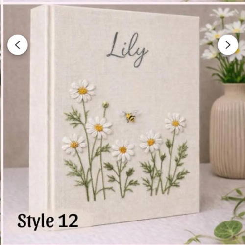 Custom Hand Embroidered Photo Album, Personalized Baby Photo Album, Baby Gift, Custom Wedding Photo Album, Gift For Her