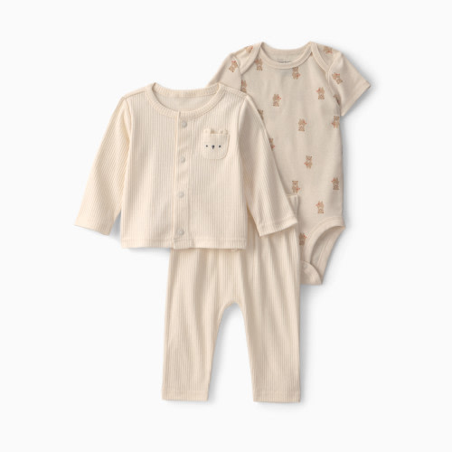 Carter's 3-Piece Long-Sleeve Layering Gift Set - Gray/Ivory Bear, 3M