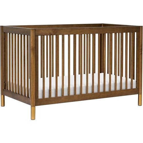 Babyletto Gelato 4-in-1 Baby Crib, Natural Walnut & Brushed Gold Feet