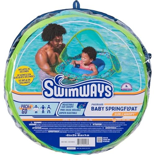 SwimWays Baby Spring Float Pool Float with Canopy for Kids 9-24 Months
