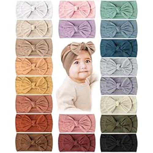 Prohouse 20 Pcs Baby Girl Bows and Headbands, Elastics Nylon Hairbands