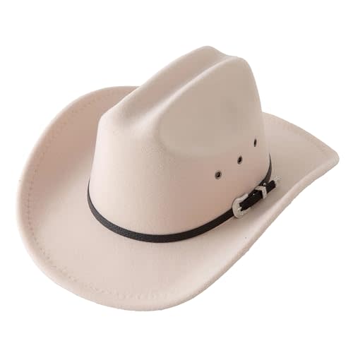 Jastore Kids Western Cowboy Cowgirl Hat Boys Girls Felt Fedora Hats with Buckle Belt