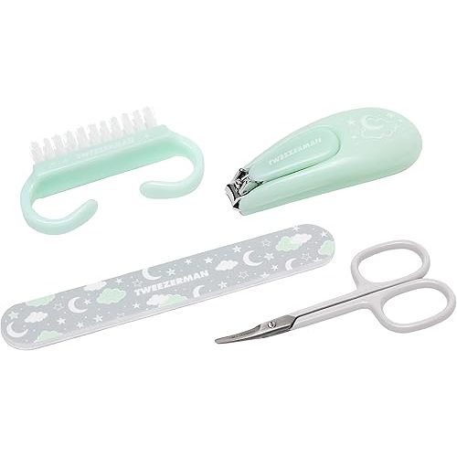 Tweezerman Baby Manicure Kit Includes Nail Clipper, Grooming Brush, Nail Trimming Scissors, and Nail File