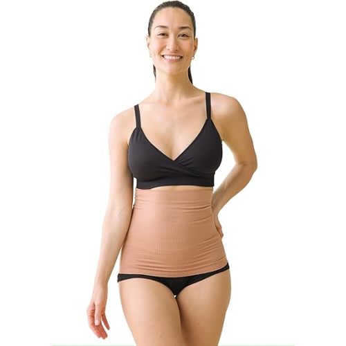Ingrid & Isabel Basics Afterband - Postpartum Belly Band and Post Surgery Compression Abdominal Support Band - Mocha (S/M)