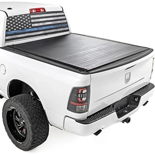 Rough Country Hard Roll-Up Tonneau Cover for Ram 1500 (2009-2018) & 2500 (2010-2024) - Aluminum Truck Bed Cover, Fits 6'4" Bed