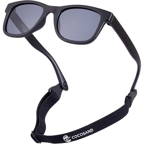COCOSAND Flexible Polarized Baby Sunglasses with Strap UV Protection for Toddler Infant Girl Boy Age 0-24 Months