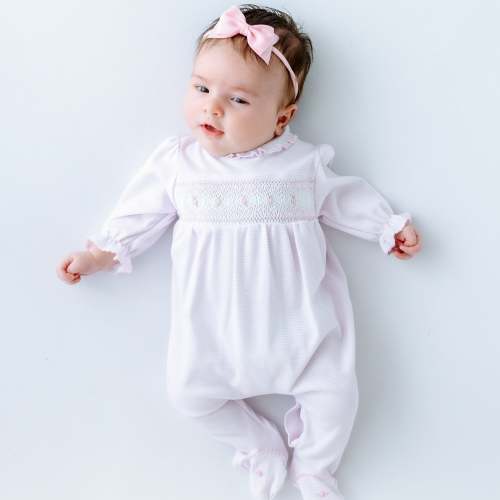 Julia Smocked Footie - Pink