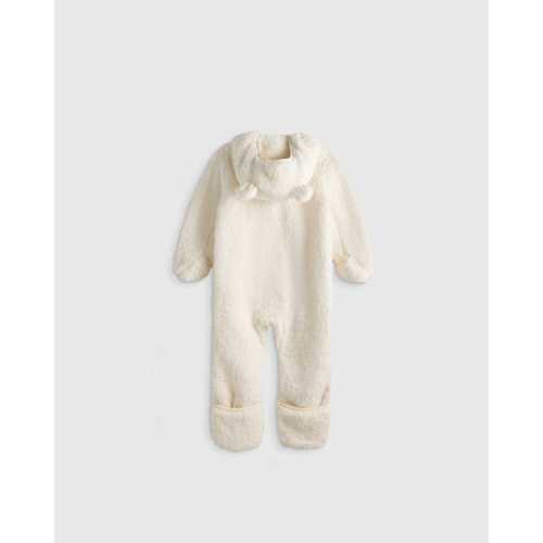 Recycled Sherpa Fleece Baby Bear Bunting - Baby in Ivory