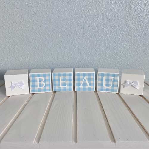 Light Blue Nursery Decor Grand Millennial Nursery White and Blue Name Sign Nursery Decoration Baby Boy Nursery Name Blocks Nursery Baby Boy