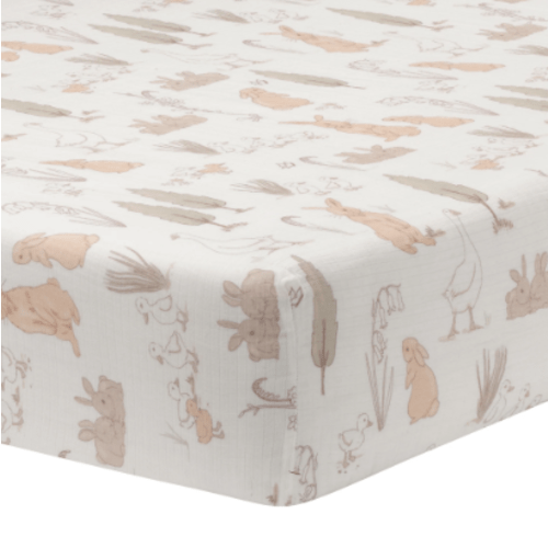Bunny Hop Organic Cotton Muslin Crib Sheet