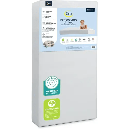 Serta Perfect Start Limited Dual Sided Baby Crib Mattress and Toddler Mattress, Breathable Fiber Core, GREENGUARD Gold Certified, Waterproof, 7 Year Warranty, Made in USA