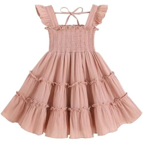 YOUNGER TREE Toddler Girl Dress Kids Sleeveless Ruffle Dresses for Girls Summer Outfits Beach Sundress