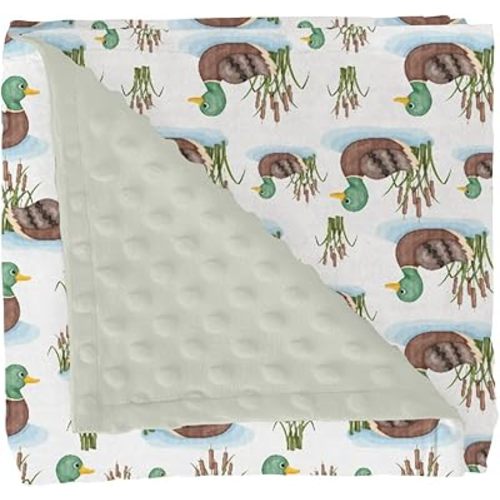 Mallard Duck Lake Leaves Baby Blanket for Girl Boy with Dotted Backing Double Layer Wild Duck Hunting Soft Swaddle Receiving Blanket Toddler Nursery Crib Bed Blanket Hunting Lovers Gift 30x40