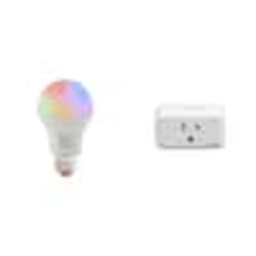 60-Watt Smart A19 Color Changing LED Bulb with Voice Control (1-Bulb) and 15 Amp Smart Plug (1-Outlet) Combo