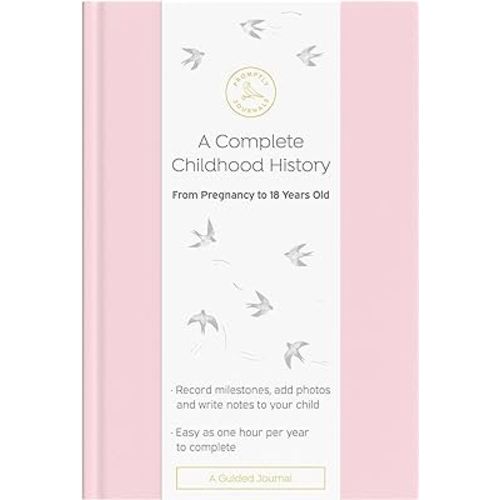 Promptly Journals, A Complete Childhood History: From Pregnancy to 18 Years Old (Blush Pink, Leatherette) | Baby Book and Pregnancy Journal | Baby Memory Book