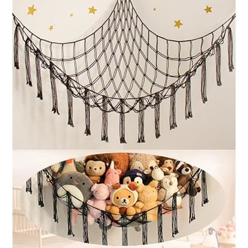 Stuffed Animal Storage Hammock Net - Toy Hammock Net for Stuffed Animals Corner - Hanging Stuff Animal Organizer Holder Large Organization Boys Room Decor