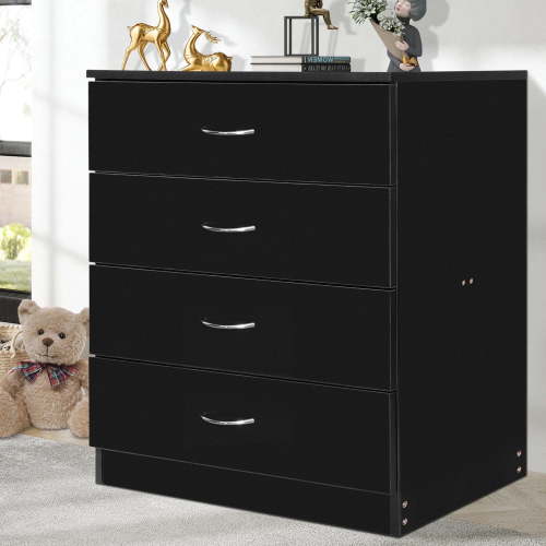 Enyopro Dresser for Bedroom, Wood 4 Drawer Dresser Storage Drawer, Black Living Room Hallway Closets Drawer Chest
