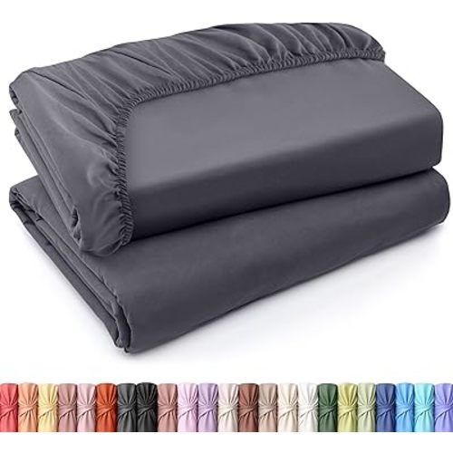 Utopia Bedding Queen Fitted Sheets - Bulk Pack of 2 Bottom Sheets - Soft Brushed Microfiber - Deep Pockets - Shrinkage & Fade Resistant - Easy Care (Queen, Grey)