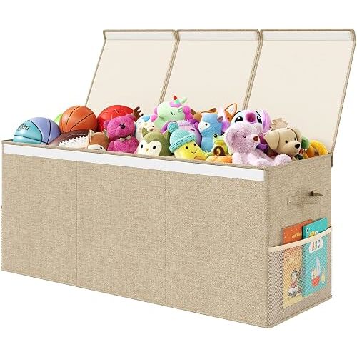 Extra Large Toy Box Chest with Lid, Kids Toy Storage Organizer for Boys Girls, Big Toy Bin Basket Extra Large Toy Storage Box for Living Room Playroom Nursery (40" x14" x16")
