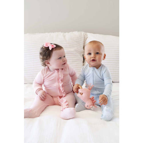 Baby Blue Bamboo Zipper Footie